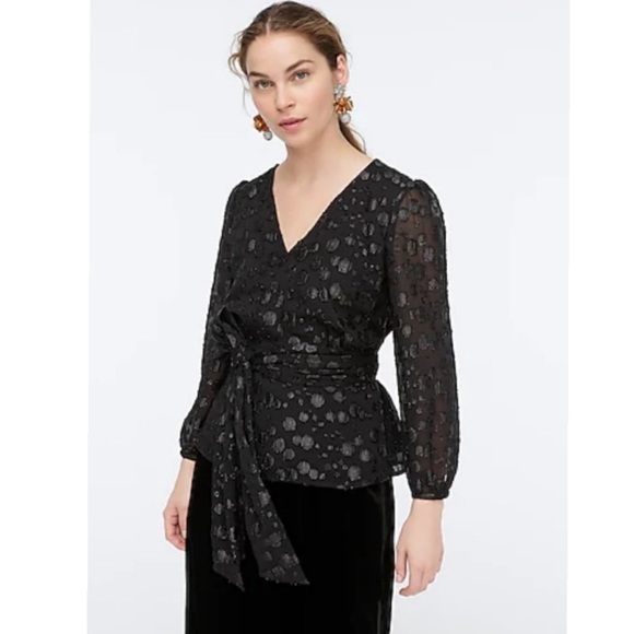 NWT-J. Crew Shimmer Dot Tie Waist Top - Picture 4 of 4